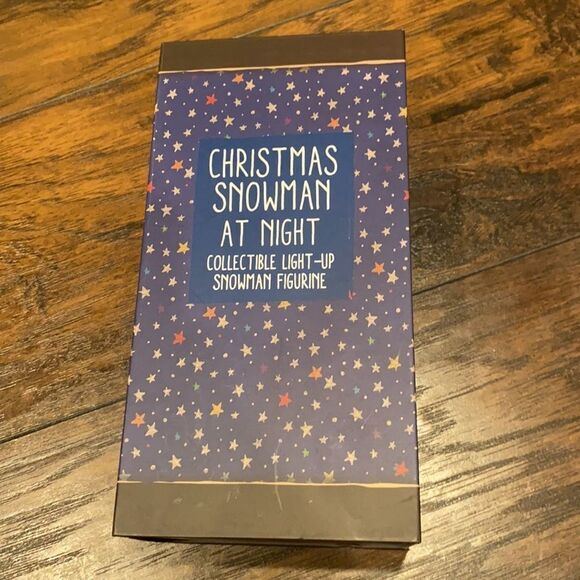 Christmas Snowman at Night~ New~Lights up~8.5” Tall ~ Cute Shelf Sitter - Picture 5 of 6